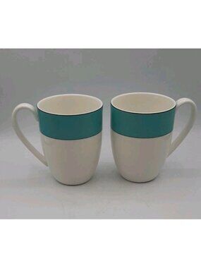 Lenox Rutherford Circle Turquoise Kate Spade Set Of 2 Coffee Mugs 16oz